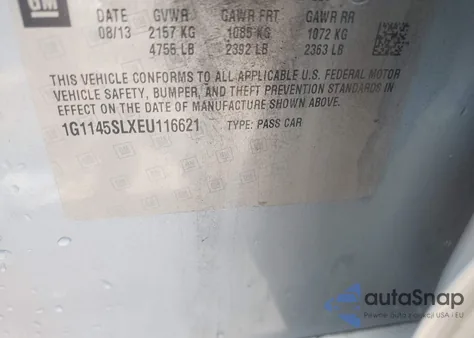 2014 Chevrolet Impala 1Lz from USA, damaged, VIN 1G1145SLXEU116621